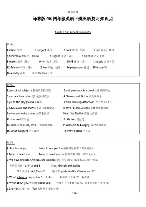 译林版四年级英语下册unit1~unit8知识点.doc