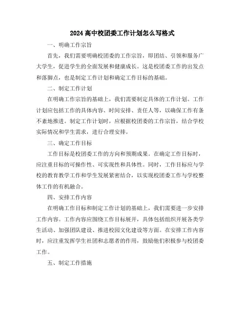 2024高中校团委工作计划怎么写格式