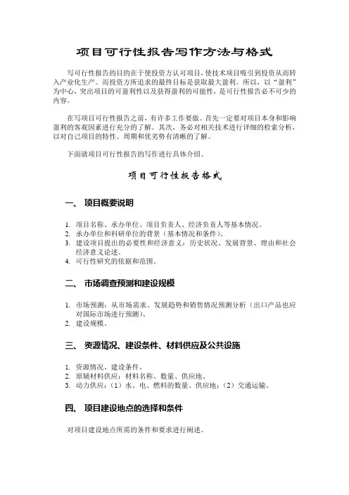 项目可行性报告写作方法与格式