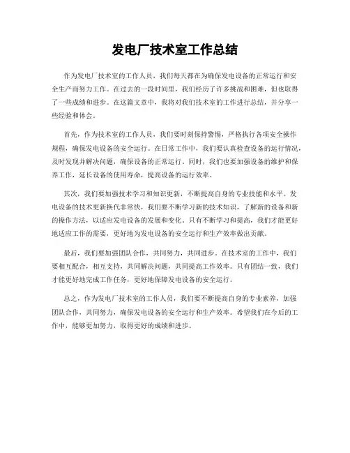 发电厂技术室工作总结