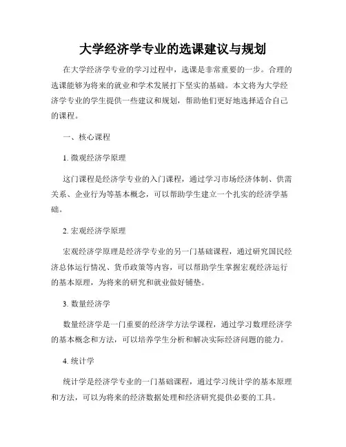 大学经济学专业的选课建议与规划