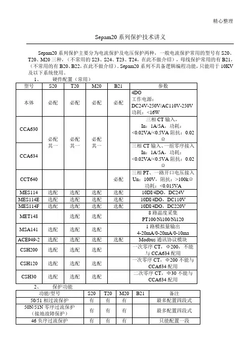 Sepam 20技术经验讲义