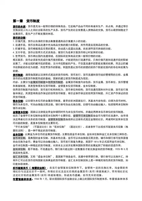 金融学复习重点-李成主编