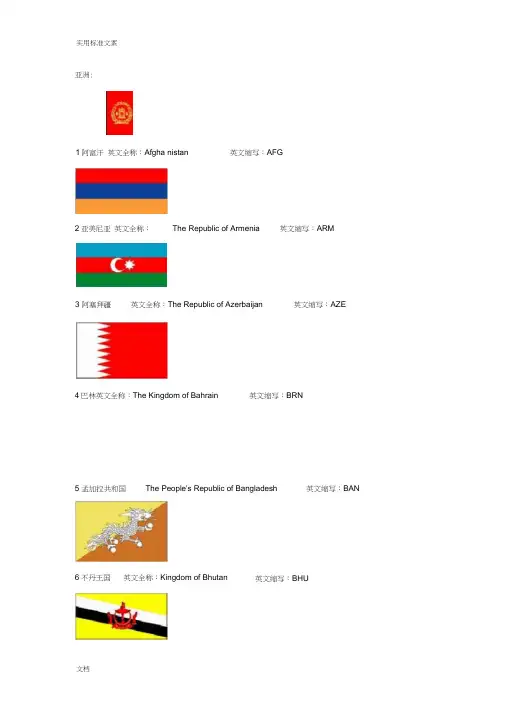 世界各国国旗图片,英文名及其缩写