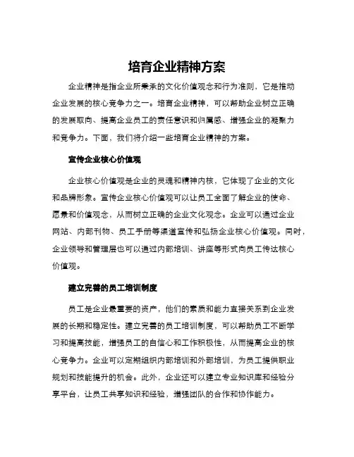 培育企业精神方案