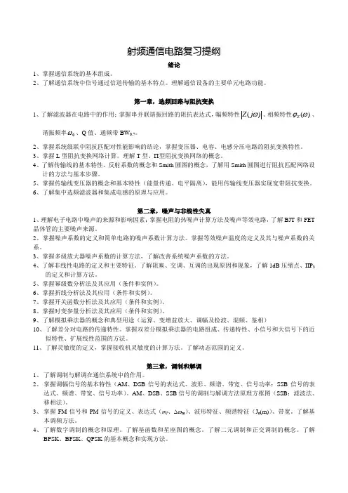 射频通信电路复习提纲(2005)