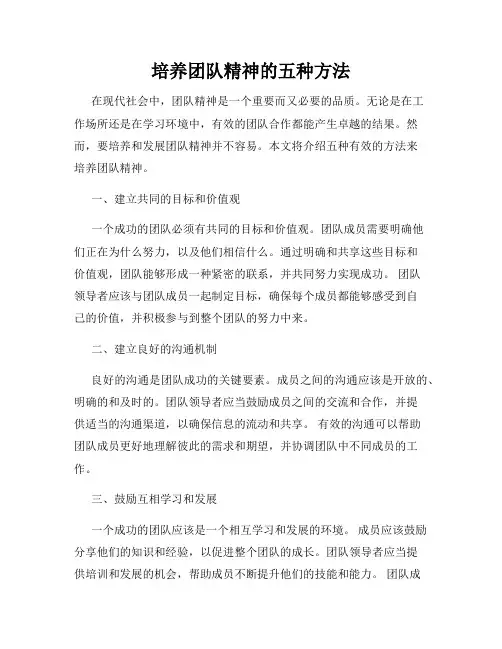 培养团队精神的五种方法