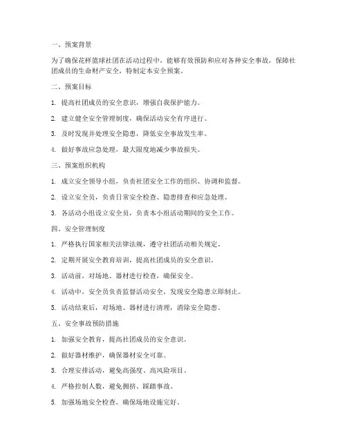 花样篮球社团安全预案