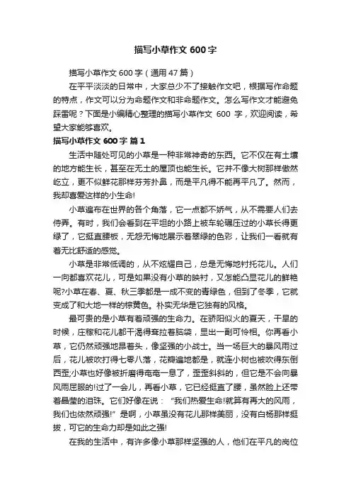 描写小草作文600字（通用47篇）