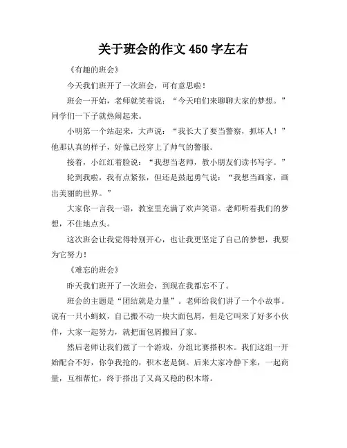 关于班会的作文450字左右