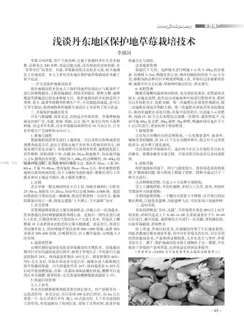 浅谈丹东地区保护地草莓栽培技术