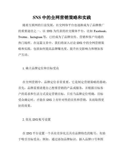 SNS中的全网营销策略和实践