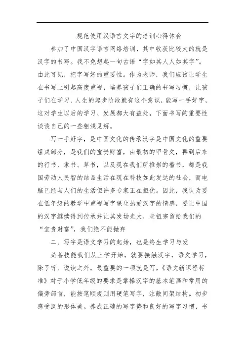 规范使用汉语言文字的培训心得体会