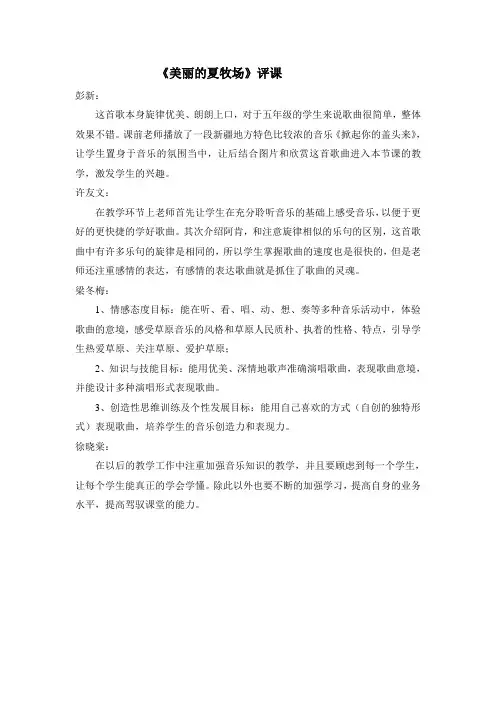 美丽的夏牧场评课