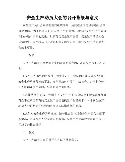 安全生产动员大会的召开背景与意义