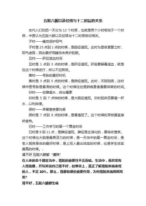 五脏六腑以及经络与十二时辰的关系