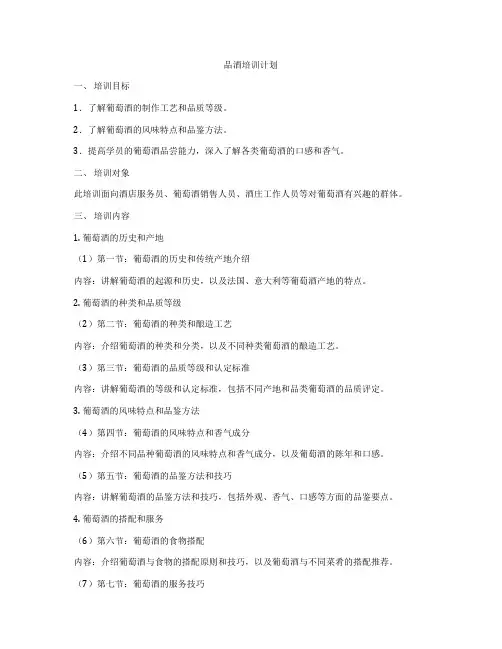 品酒培训计划