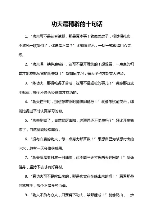 功夫最精辟的十句话