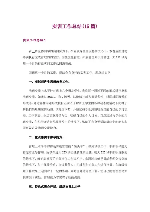 实训工作总结(15篇)