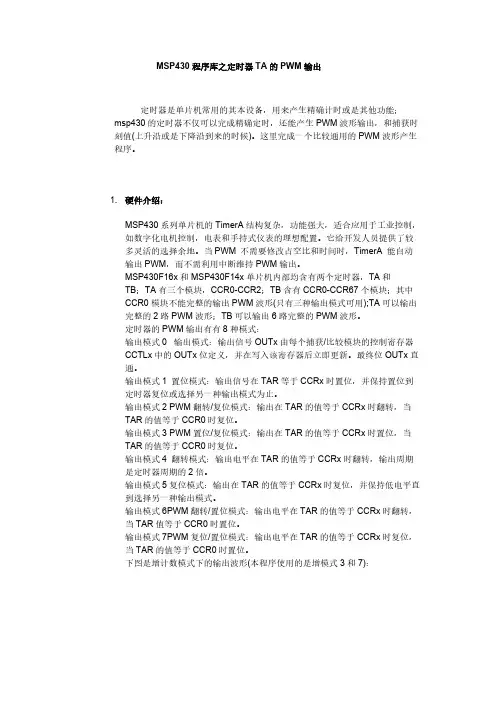 MSP430程序库之定时器TA的PWM输出