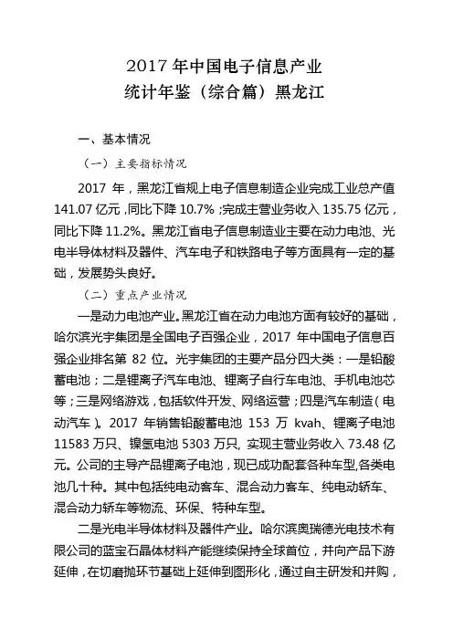 2017年中国电子信息产业统计年鉴(综合篇)黑龙江 (2)