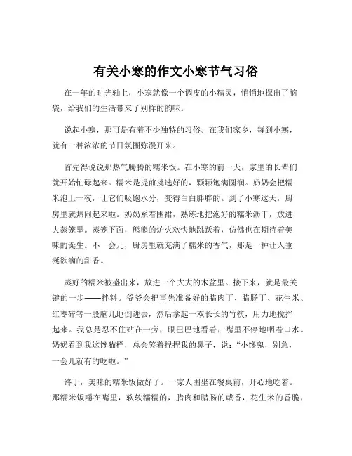 有关小寒的作文小寒节气习俗