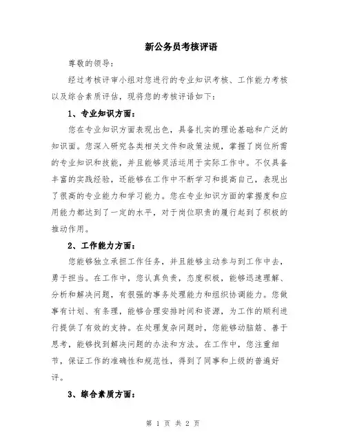 新公务员考核评语