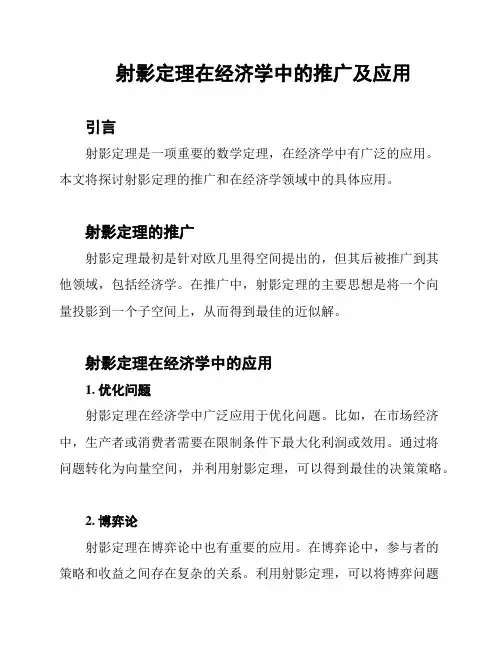 射影定理在经济学中的推广及应用