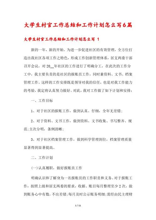 大学生村官工作总结和工作计划怎么写6篇