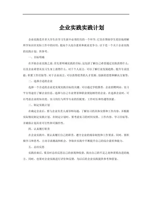 企业实践实践计划