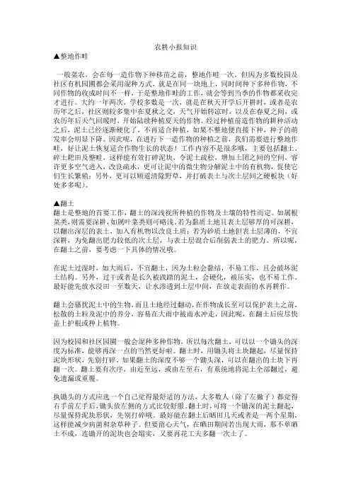 农耕小报知识