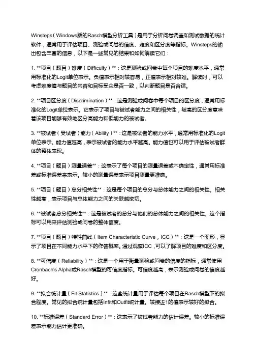 winsteps结果解读