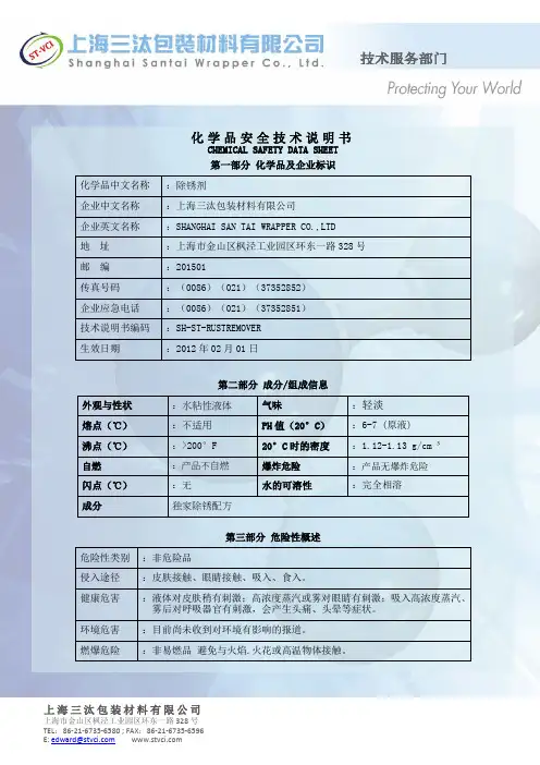 除锈剂 MSDS