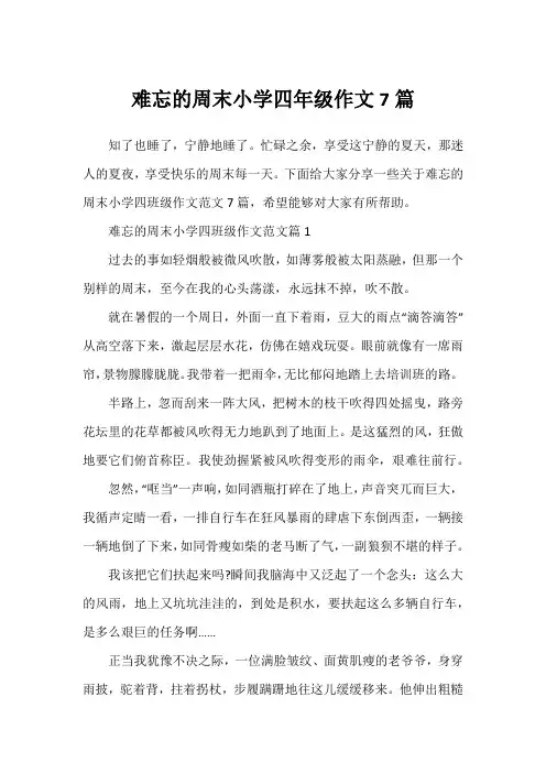 难忘的周末小学四年级作文7篇