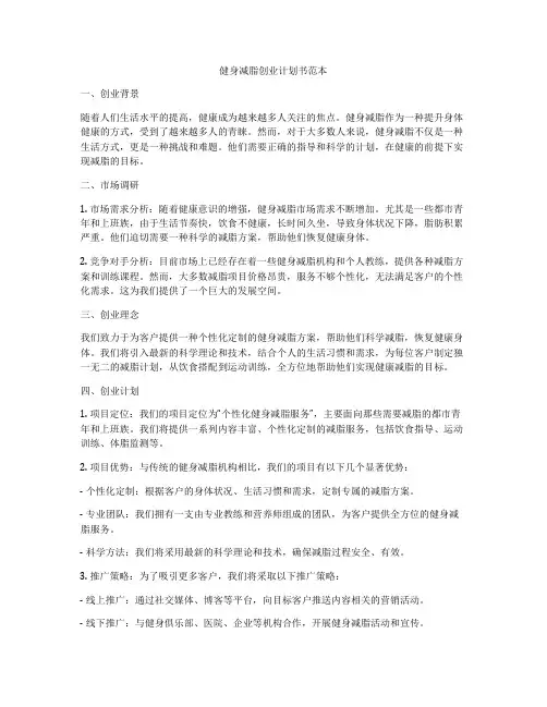 健身减脂创业计划书范本