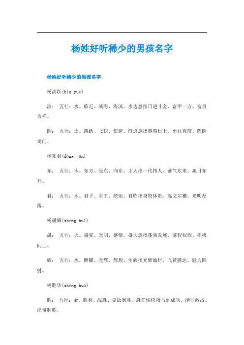 杨姓好听稀少的男孩名字