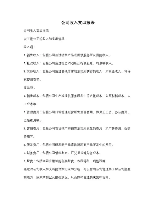 公司收入支出报表
