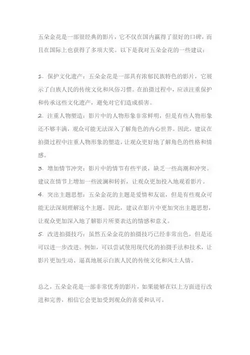 我对五朵金花的建议