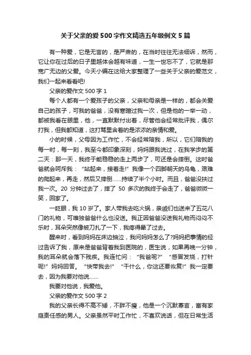 关于父亲的爱500字作文精选五年级例文5篇