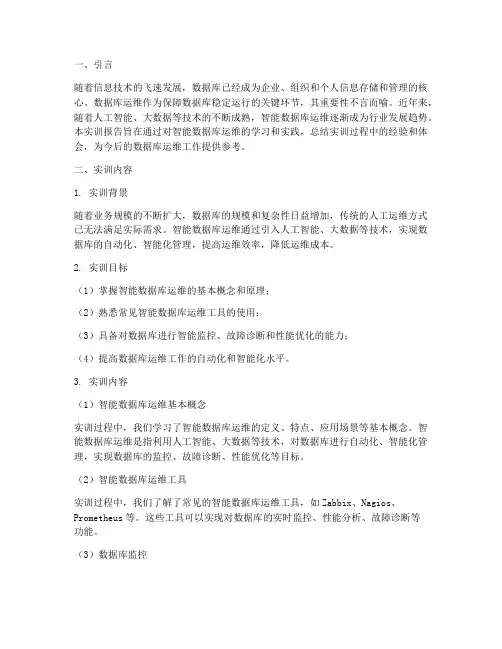 智能数据库运维实训报告