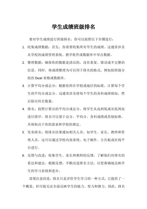 学生成绩班级排名