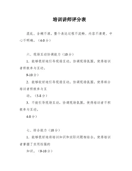 培训讲师评分表