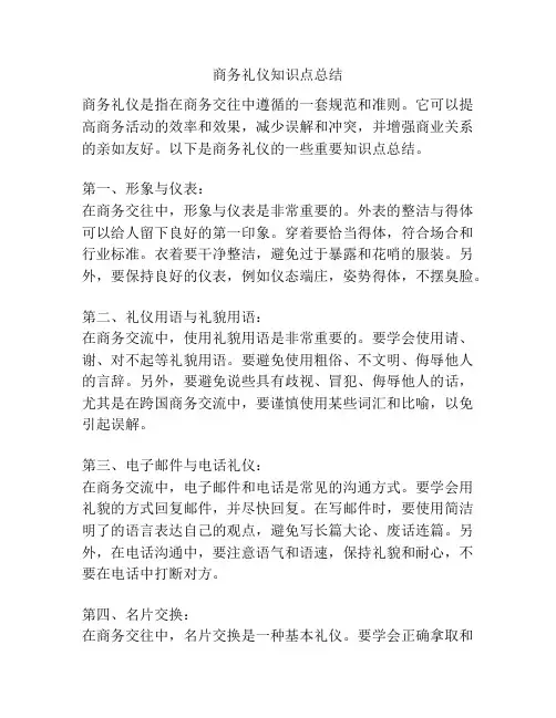 商务礼仪知识点总结