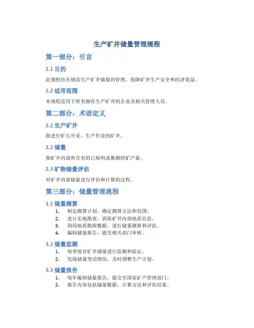 生产矿井储量管理规程