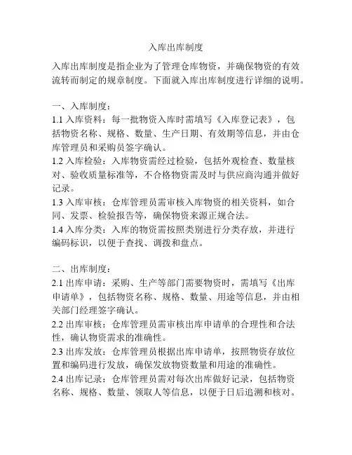入库出库制度