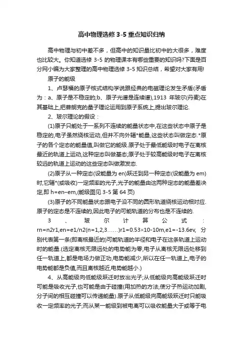 高中物理选修3-5重点知识归纳