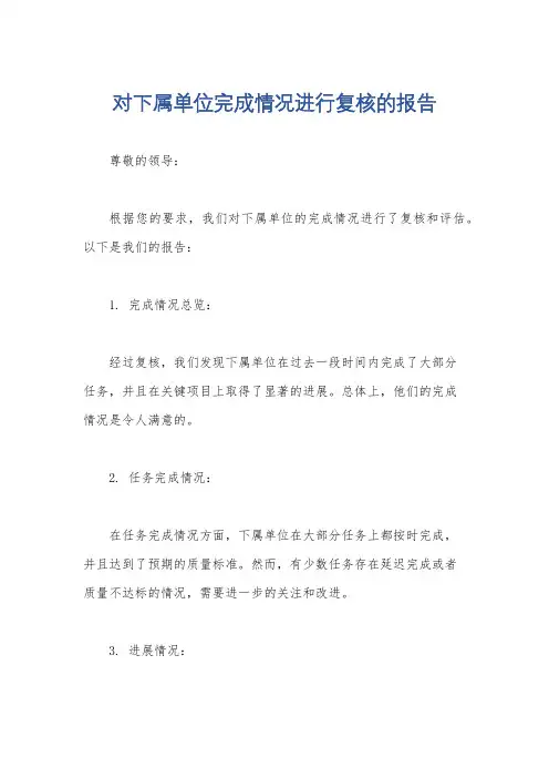 对下属单位完成情况进行复核的报告