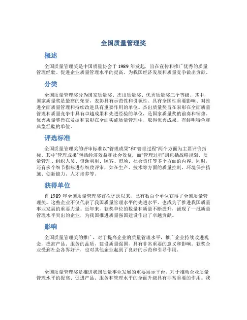 全国质量管理奖