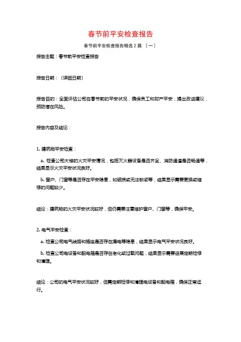 春节前安全检查报告篇