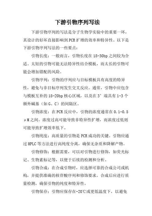 下游引物序列写法